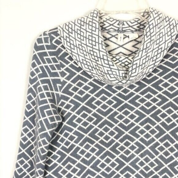 Anthropologie | Moth Cowled Galena Pullover Gray & Cream Size XS Alpaca Blend - Picture 2 of 7